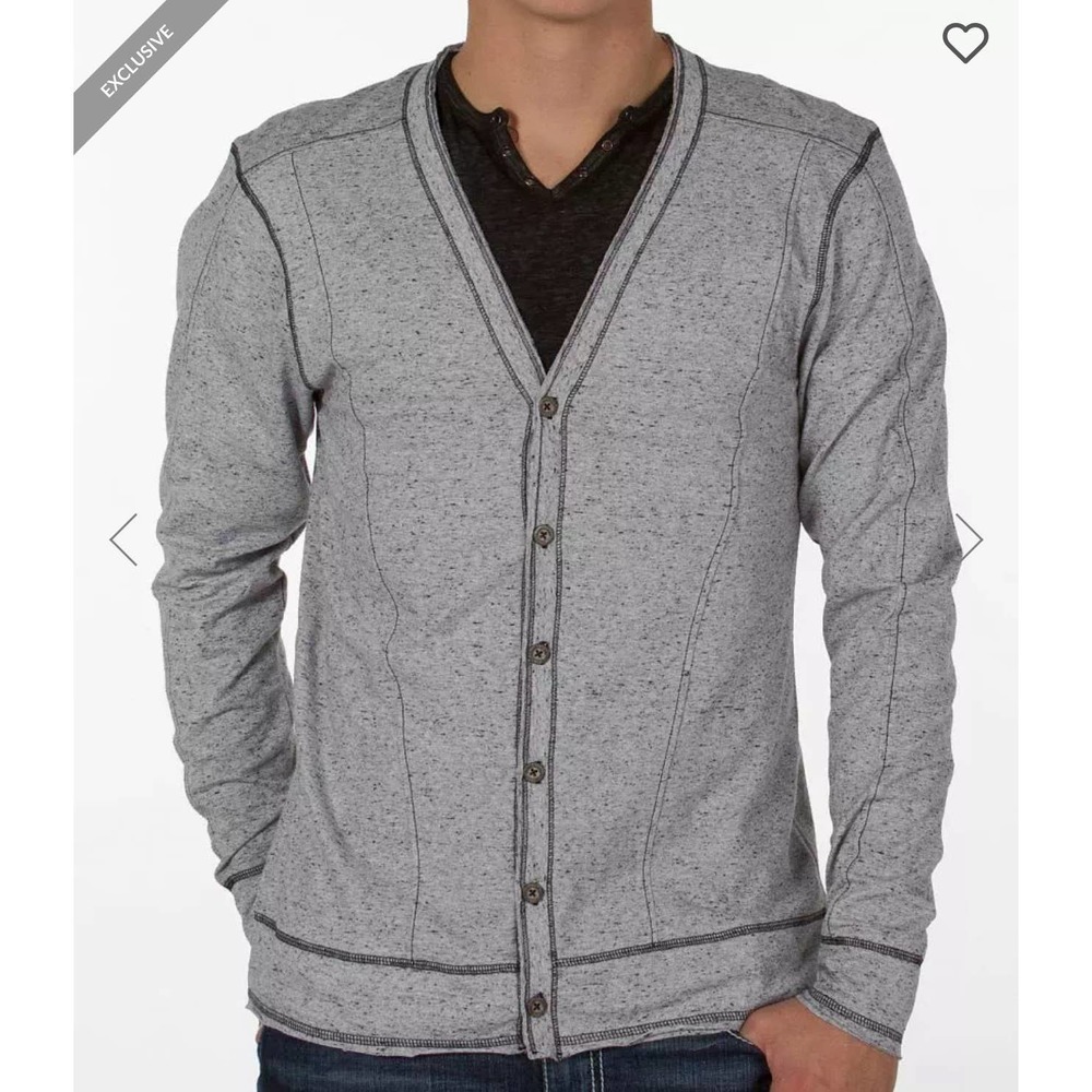BKE VINTAGE Large Slim Fit Men's Nubby Thin Button Up Preppy Sweater Cardigan